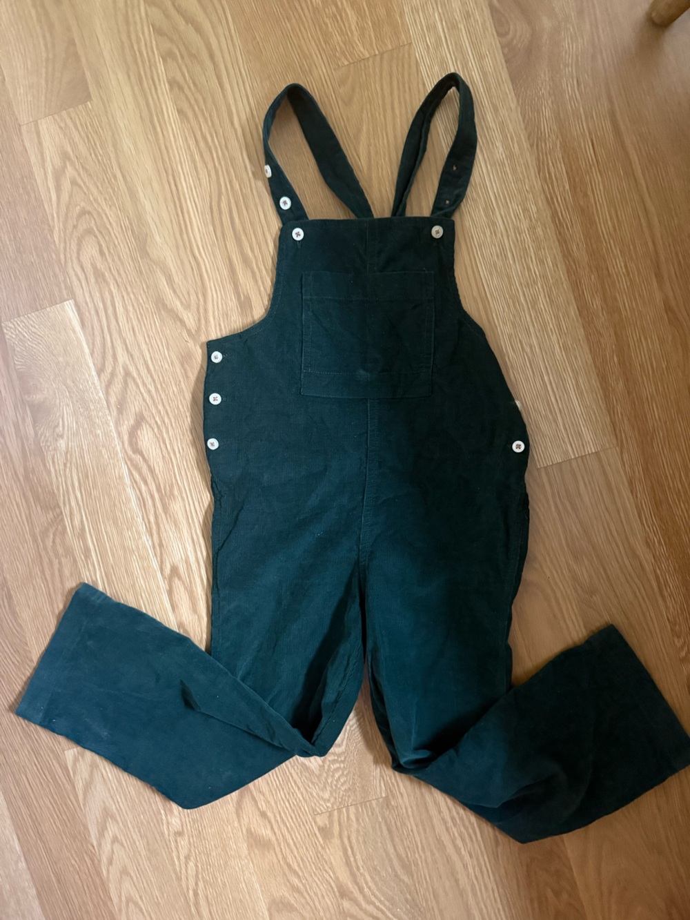 Girls/Boys Forest Green Corduroy Overalls with Front Pocket. Olive Juice Brand